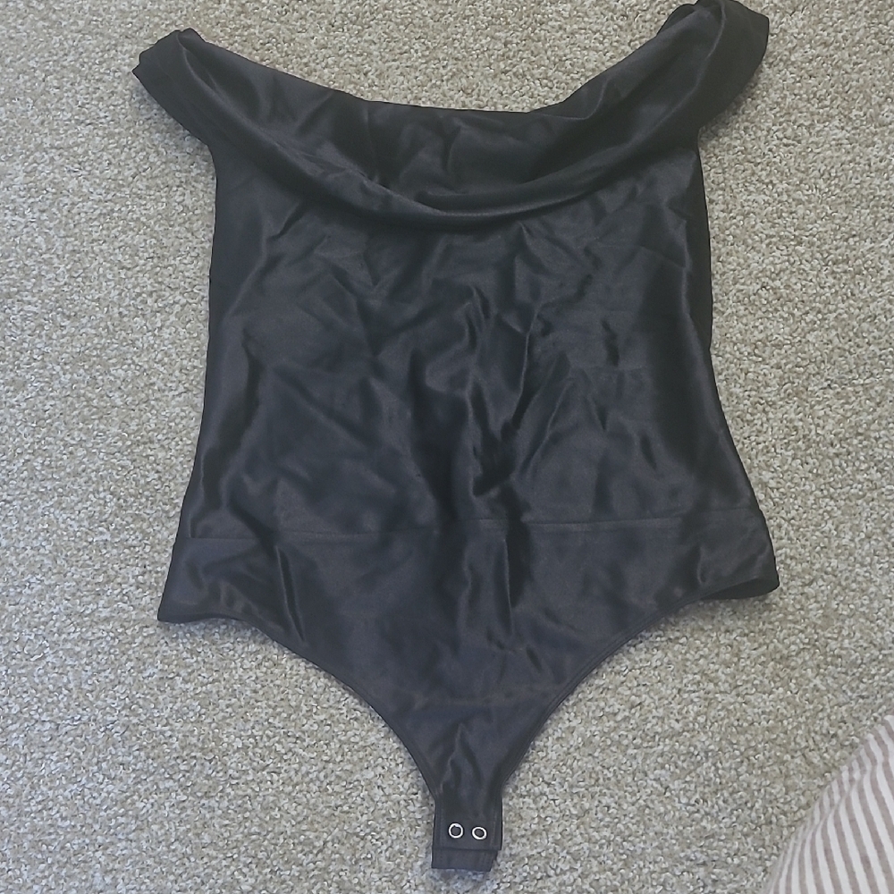 Express Black Bodysuit One Piece with Off-the-Shoulder Design